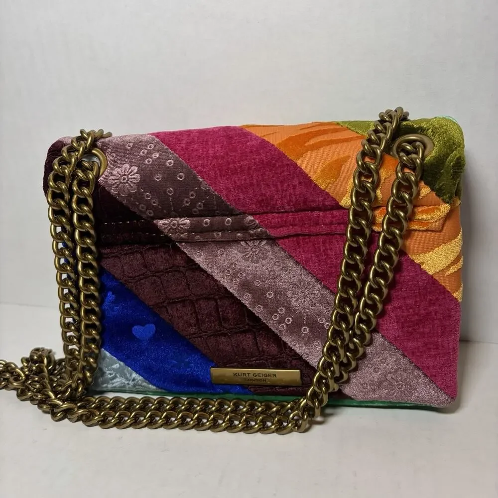 Kurt Geiger Kensington Velvet Stripe Crossbody Bag